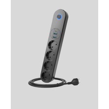 Maesko 4’lü Çoklu Priz 2 USB Type-C Girişli Akım Korumalı Siyah