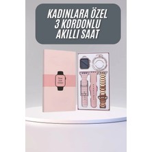 Maesko Akıllı Saat 3 Kordonlu ve Aksesuarlı Bayanlar Için Şık Rose Renk