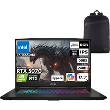 MSI Msı Katana 17 Hx I7-14650HX 64-Gbddr5 1 Tbssd RTX5070 (8GB-115W) 17.3" 2k Qhd 240Hz Freedos + Qb Sırt Çantası B14WGK-046XTRQB2