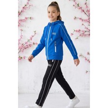 Pina Kids Kız Çocuk Unlimited Şeritli Kapüşonlu Düz Paça Reglan Kol Dalgıç Kumaş Eşofman Takımı ESF7013