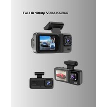 Maesko 360° Kapsama Sahip Full Hd Araç Kamerası 3’lü Kayıt Gece Görüşlü Dashcam