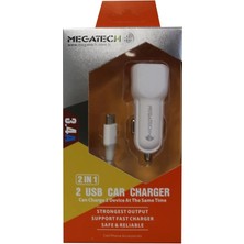 Megatech T05 2usb 3.4A Beyaz Araç Çakmaklık Şarj Cihazı (Kdo)