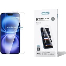 Go-Des iPhone 16 Uyumlu Go Des Borderless Temperli Cam Ekran Koruyucu Şeffaf