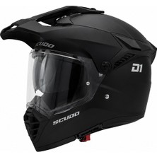 Scudo D1 Güneş Vizörlü Ece 22.06 Sertifikalı Enduro Motosiklet Kaskı Mat Siyah