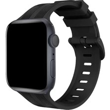 Uravas Store Newface Apple Watch 38MM KR408 Çizgili Silikon Kordon - Siyah