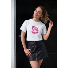 Velmora Fashion Kadın Özel Baskılı Modern Fit %100 Pamuk Bisiklet Yaka T-Shirt