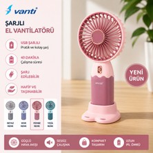 Vanti USB Şarjlı El Vantilatörü Taşınabilir Mini Fan Sessiz Masaüstü El Fanı 4 Renk