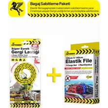 Automix Çok Amaçlı Yük Sabitleme Seti - Metal Kancalı Esnek File + 2 Metreye Kadar Esneyen Latex Gergi Lastiği