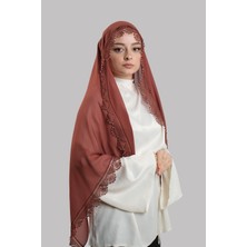 Hürrem Bone Kiremit Nikah Namaz Başörtüsü Şal Şifon Boncuklu Güpürlü 202131_05