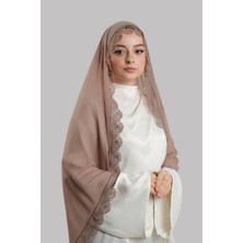 Hürrem Bone Vizon Nikah Namaz Başörtüsü Şal Şifon Boncuklu Güpürlü 202131_10