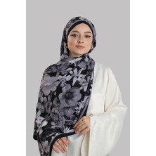 Giverny Siyah Zera Şal Koleksiyon Italyan Dikişli Mucize Kumaş Çiçek Desenli 202133_01