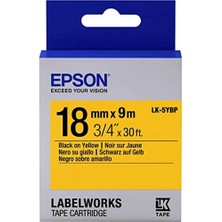 Epson Lk-5ybp Pastel Sarı Üzeri Siyah 18MM 9metre (Kdo)