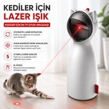 Hpytech Otomatik Lazer Kedi Oyuncağı 360° Döner Lazer Işıklı Kedi Oyuncağı 5 Hareket Seviyesi USB & 4 Aa Pil Destekli Manuel Modlu Interaktif Kedi Oyuncağı