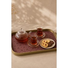 Seral Royal Glow 40X25 cm Premium Kadife Taban Kare,cam Sunum, Kahvaltılık, Çay Tepsisi