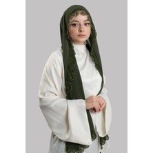 Hürrem Bone Haki Nikah Namaz Başörtüsü Şal Şifon Boncuklu Güpürlü 202131_09