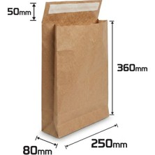 Packanya Kraft Zarf Çanta 25X8X36+5 - 25 Adet (Yapışkanlı Hediye Paketi)