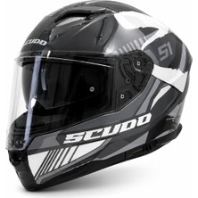 Scudo S1 Full Face Kapalı Güneş Vizörlü Motosiklet Kaskı Ece 22.06 Sertifikalı Gri/siyah