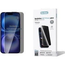 Go-Des iPhone 16 Uyumlu Go Des Af Borderless Privacy Temperli Cam Ekran Koruyucu Siyah