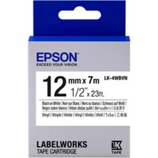 Epson LK-4WBVN  Vinil Beyaz Üzeri Siyah 12MM 7metre Etiket (Kdo)