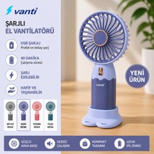 Vanti USB Şarjlı El Vantilatörü Taşınabilir Mini Fan Sessiz Masaüstü El Fanı 4 Renk