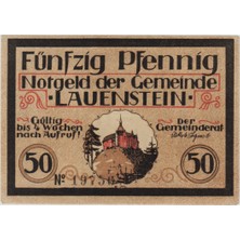 Banknoting Almanya 50 Pfennig 1921 Notgeld-Lauenstein Belediyesi. Çil(-)
