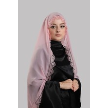 Hürrem Bone Pudra Nikah Namaz Başörtüsü Şal Şifon Boncuklu Güpürlü 202131_06