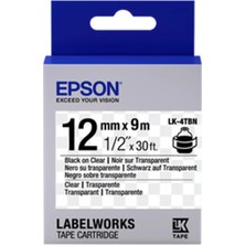 Epson Lk-4tbn Şeffaf Üzeri Siyah 12MM 9metre Etiket (Kdo)