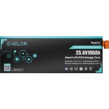 Exelon 25.6V 100AH Lifepo4 Lityum Akü | Bluetooth + LCD Ekran |