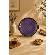 Seral Royal Glow 38X37 cm Premium Yuvarlak Cam, Sunum, Kahvaltılık, Çay Tepsisi