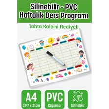 Atölye Çizgi Haftalık Yaz Sil Ders Programı Pvc Kaplamalı Silinebilir Fairy - A4- 29,7X21 cm Türkçe / Ingilizce