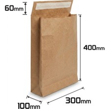 Packanya Kraft Zarf Çanta 30X10X40+6 - 25 Adet (Yapışkanlı Hediye Paketi)