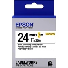 Epson LK-6WBVN Vinil Beyaz Üzeri Siyah 24MM 7metre Etiket (Kdo)