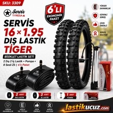 Servis 16X1.95 Dış Lastik (Tıger) Bisiklet Lastiği +Iç Lastiği (2 Şer Adet Takım) +1 Adet Bisiklet Pompası +1 Adet 8 Sesli Bisiklet Kornası