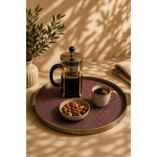 Seral Royal Glow 38X37 cm Premium Yuvarlak Cam, Sunum, Kahvaltılık, Çay Tepsisi