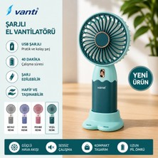 Vanti USB Şarjlı El Vantilatörü Taşınabilir Mini Fan Sessiz Masaüstü El Fanı 4 Renk