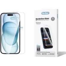 Go-Des iPhone 15 Uyumlu Go Des Borderless Temperli Cam Ekran Koruyucu Şeffaf