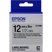 Epson Lk-4sbe Gümüş Üzeri Siyah 12MM 9metre Etiket (Kdo)