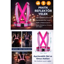 Beneficio Pembe Fosforlu Reflektörlü Güvenlik Yeleği Motor Bisiklet Koşu Trafik Yeleği