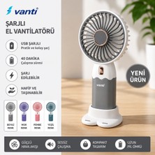 Vanti USB Şarjlı El Vantilatörü Taşınabilir Mini Fan Sessiz Masaüstü El Fanı 4 Renk