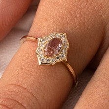 Fasek Gold Gümüş Yüzük - Vintage Zultanit Taşlı Gümüş Evlilik Teklifi Hediye 925 Ayar Gümüş Yüzük