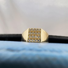 Fasek Gold Gümüş Yüzük - Şövalye Modern Tasarım Gümüş Yüzük-Mikro Mıhlama Tasarım Şövalye 925 Ayar Gümüş Yüzük