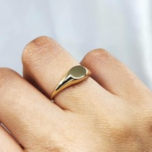 Fasek Gold Minimal Tasarım Oval Şövalye 925 Ayar Gümüş Yüzük