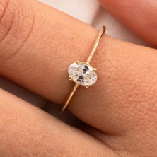 Fasek Gold Gümüş Yüzük - 0.90 Karat Swarovski Tektaş Evlilik Teklifi 925 Ayar Gümüş Tarz Yüzük