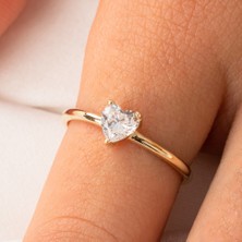 Fasek Gold 0,60 Ct Pırlanta(Signty)Kalp Tektaş Evlilik Teklifi Gümüş Yüzük-Pırlanta Kalp Tektaş Gümüş Yüzük