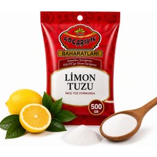 Kocabıyık Baharatları İnce Toz Limon Tuzu 500 g | %100 Sitrik Asit (E330) | Turşuluk ve Çok Amaçlı Kullanım