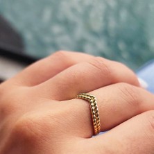 Fasek Gold 925 Ayar Gümüş Yüzük-Çavuş Çift Burgu Modern YÜZÜK-925 Ayar Hediye Gümüş Yüzük