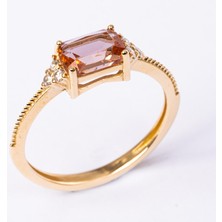 Fasek Gold Gümüş Yüzük - Octagon Kesim Zultanit Taşlı Modern Tasarım 925 Ayar Gümüş Yüzük