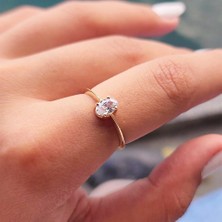 Fasek Gold 0.90 Karat Signity Swaroski Tektaş Evlilik Teklifi Pırlanta Montörü Tektaş 925 Ayar Gümüş Tarz Yüzük