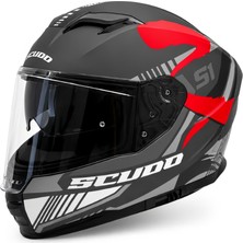 Scudo S1 Full Face Kapalı Güneş Vizörlü Motosiklet Kaskı Ece 22.06 Sertifikalı Kırmızı/siyah