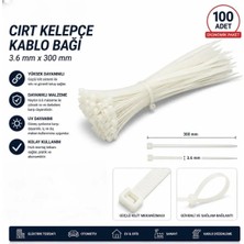 Zimak ZMK-1603 3.6X300 mm Plastik Cırt Kelepçe Kablo Bağı Beyaz Kelepçe (100 Adet)